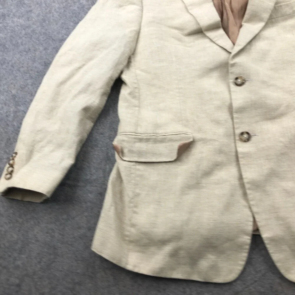 Jos A Bank Blazer Mens 40R US Beige 2 Button Linen Wool Double Vent